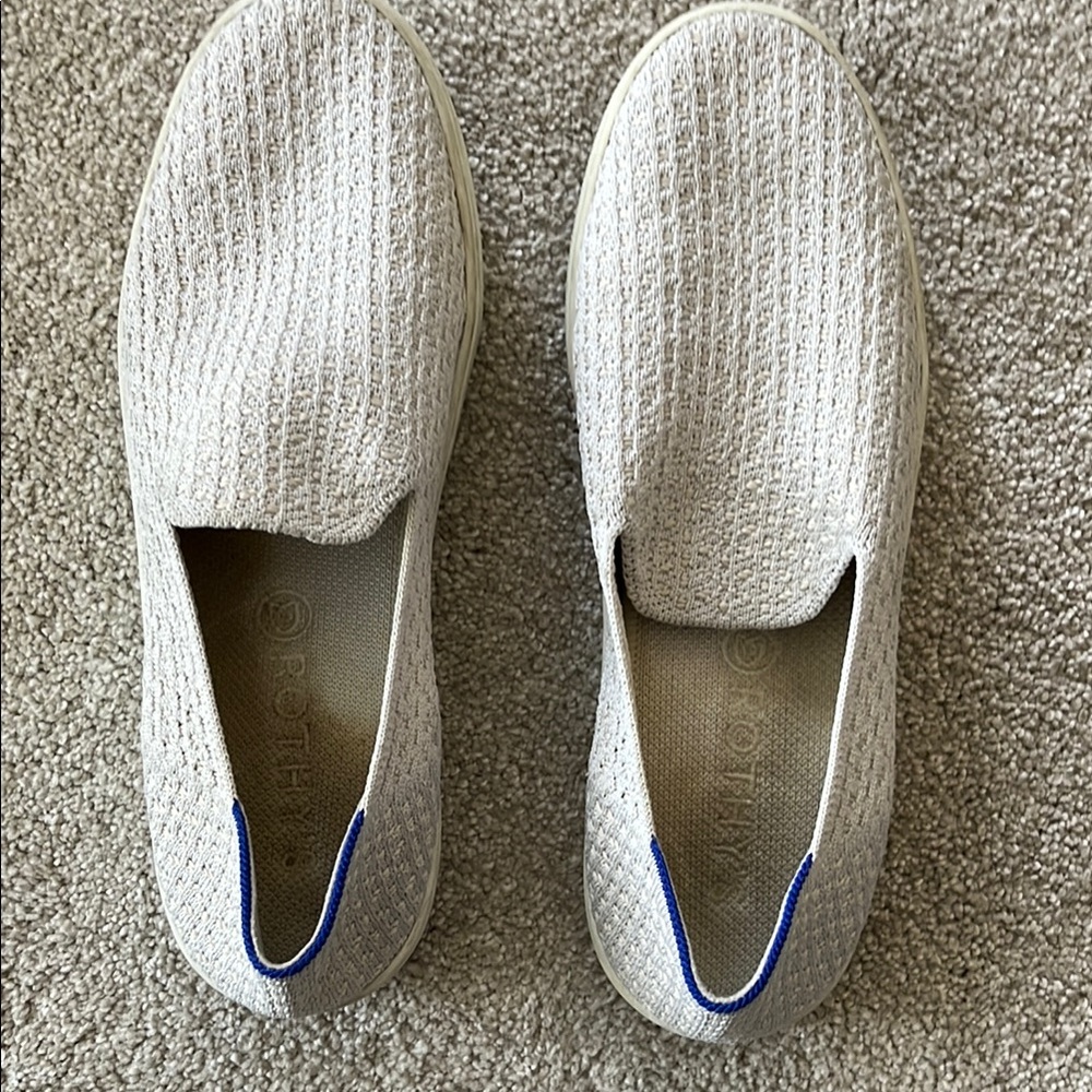 Rothy's Cream and Blue Slip-On Shoes
